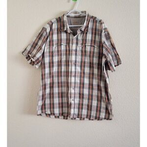 Carhartt Force Relax Fit Men Shirt  2XL Orange Black Plaid Short Sleeve Button